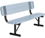 8Ft Heavy Duty Park Bench with Back Portable Frame, Outdoor Steel Bench with Backrest, Expanded Metal Mesh Bench for Lawn, Park, Deck, Garden, Patio, Porch, Grey