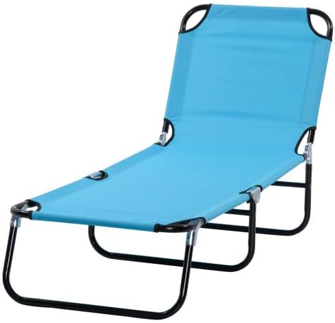 3-in-1 Heavy Duty Tanning Chair with Face Hole Adjustable 5-Position Folding Chaise Lounge Chairs Portable Lay Flat Beach Lounge Chair for Outdoor Sunbathing Patio Pool Lawn Camping Deck (Blue 3)