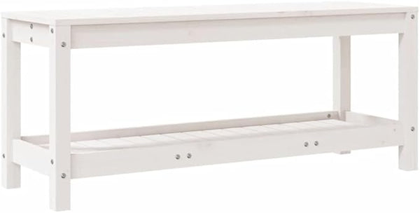 vidaXL Garden Bench White Solid Pine Wood Standard Garden Bench