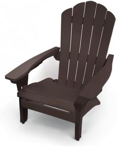Keter Outdoor Patio Garden Deck Furniture Resin Adirondack Chair with Built-in Cup Holder (Brown)