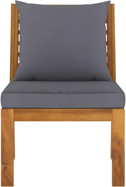 Middle Sofa Dark Grey Solid Acacia Wood Medium Durable Garden Seating Garden Loveseat for Balcony Poolside