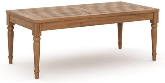 Brown Solid Wood Coffee Table for Patio, Rectangular Coffee Table with Timeless Design for Garden, Deck, or Outdoor Seating Areas