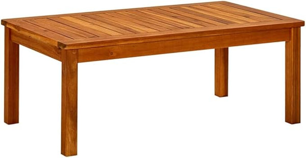 35.4x19.7x14.2 in Outdoor Coffee Table Solid Acacia Wood Rectangle Natural Brown Finish Low-Maintenance Patio Garden - Photo 1