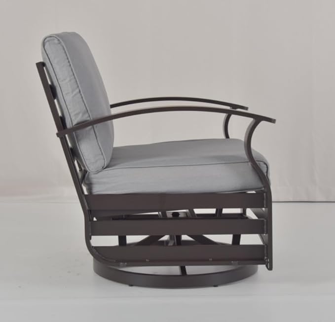 Kurapika 3 Pieces Patio Furniture Set, Outdoor Aluminum Rocking Chair, Patio Bistro Set Swivel Gliders Rocker with Thickened Cushions and Side Table for Porch Garden Deck(Grey)