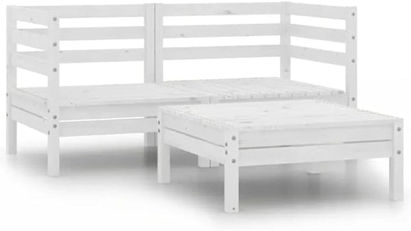3-Piece Garden Lounge Set, Solid Pine Wood Modular Outdoor Furniture, Patio Conversation Seating with Table - Photo 1