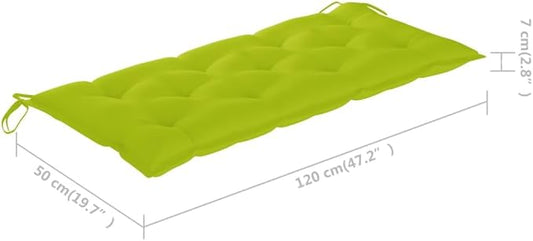 Bright Green Folding Garden Bench with Waterproof Cushion, Natural Bamboo Fiber Patio Furniture for Outdoor Seating, Portable Foldable Design for Terrace and Garden, Durable