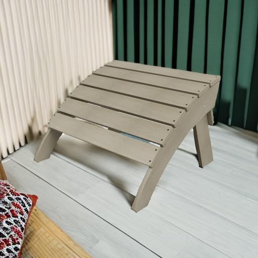 WestinTrends Tuscany Adirondack Ottoman, Real Wood Like Outdoor Ottoman for Patio, All Weather Poly Lumber Folding Ottoman Footrest for Adirondack Chair, Weathered Gray