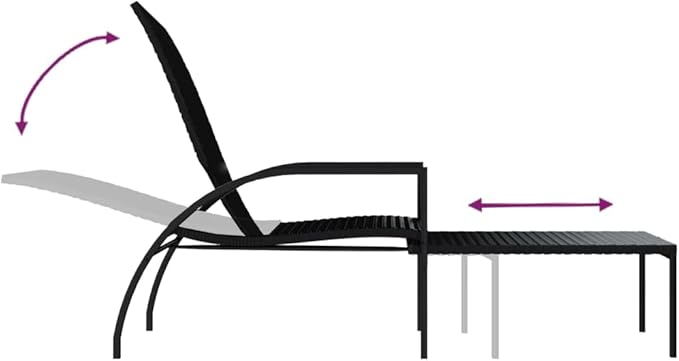 Sun Lounger Black, Cream White Pool Chair Recliner Chair Chaise Lounge for Poolside Backyard
