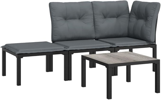 Outdoor Patio Corner Chair, Modular Poly Rattan Garden Sofa Seat with Weather-Resistant Cushions, Black Wicker Lounge Seating for Balcony Backyard