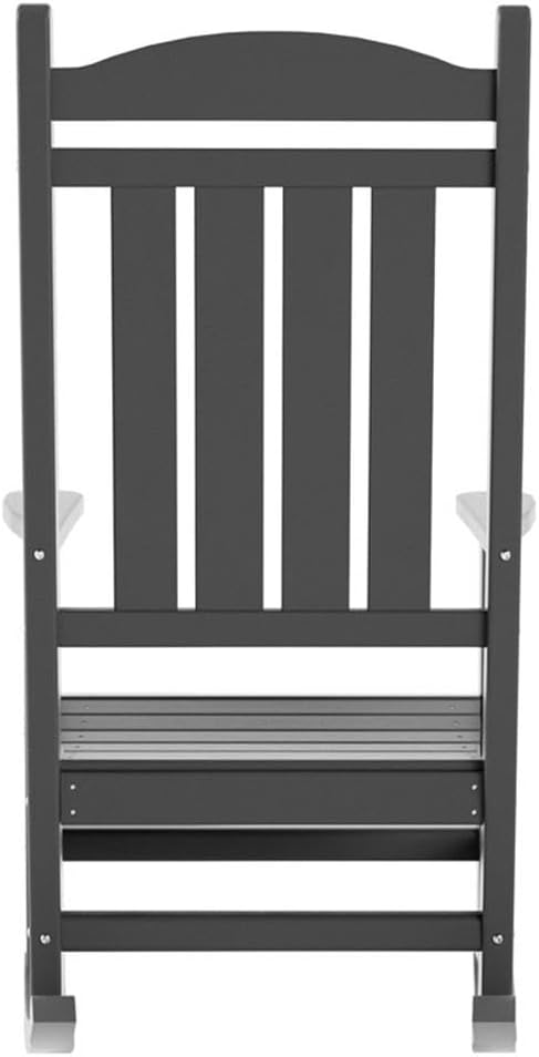 Costaelm Oversized Outdoor Rocking Chair, High Back Porch Rocker Chair, HDPE All Weather Resistant Outdoor Seating Furniture Wide Rocker Chair for Patio, Lawn, Garden, Gray