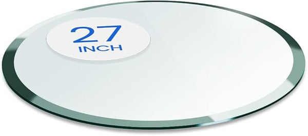 Dulles Glass 27 inch Round Glass Table Top - Tempered - 1/2" Thick Glass Surface, Safe Beveled Edge - Photo 1