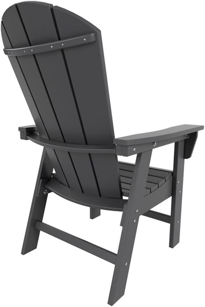 Costaelm Outdoor Fire Pit Chair, Patio hdpe Balcony Pool Adirondack Chair, Modern Front Porch Backyard Chair, Garden Resin Lounge Chair for Outside, Gray
