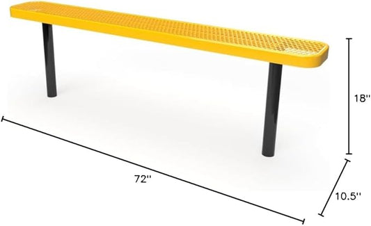 COATEDOUTDOORFURNITURE Coated Outdoor Furniture Heavy-Duty Outdoor Bench Thermoplastic Coated, Expanded Metal, Commercial-Grade Seating, Made in America (Inground Without Back, 6 Ft, Yellow)