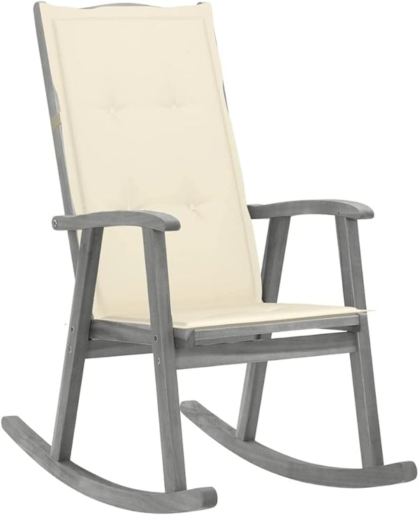 Wooden Rocking Chair with Cream Cushions - Photo 1
