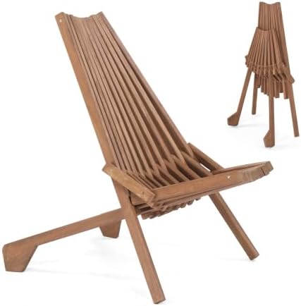 Bamboo Folding Adirondack Chairs Set of 1/2/4 Wood Folding Outdoor Chairs Weather-Resistant Patio Lounge Chairs (1)