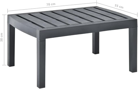 Garden Table Anthracite Plastic Outside Table Coffee Tables for Backyard Beach 30.7 x 21.7 x 15.0 in Durable
