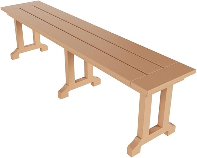 Costaelm Outdoor Benches Weatherproof, Park Long Bench Poly Lumber Backless for Entryway Front Porch Garden Bench Seat for Patio, Teak