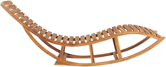 vidaXL Solid Teak Wood Rocking Sun Lounger with Royal Blue Cushion – Stylish Outdoor Furniture for Garden, Pool, Patio, Balcony – Weather-Resistant and Long Lasting, Dimensions: 23.6 x 70.9 x 28