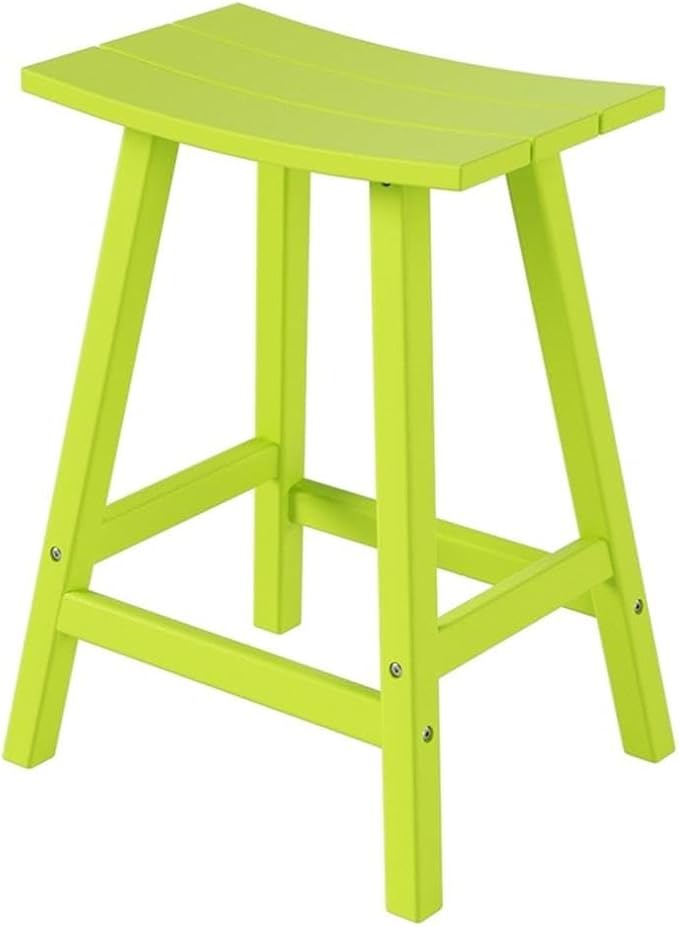 Costaelm 24" Height Outdoor Bar Stools, All-Weather Bar Stools, Adirondack Poly Patio Bar Stool for Patio, Deck, Kitchen Counter and Garden, Lime