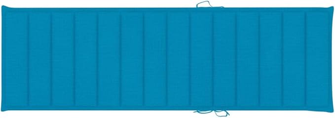 Solid Acacia Wood Sun Lounger with Blue Cushion 78.7 in Outdoor Chaise Lounge, Adjustable Headrest & Wheels for Poolside Patio Garden Balcony Use