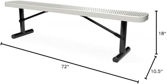 COATEDOUTDOORFURNITURE Coated Outdoor Furniture Heavy-Duty Portable Outdoor Bench Thermoplastic Coated, Expanded Metal, Commercial-Grade Seating, Made in America (Portable Without Back, 6 Ft, Grey)
