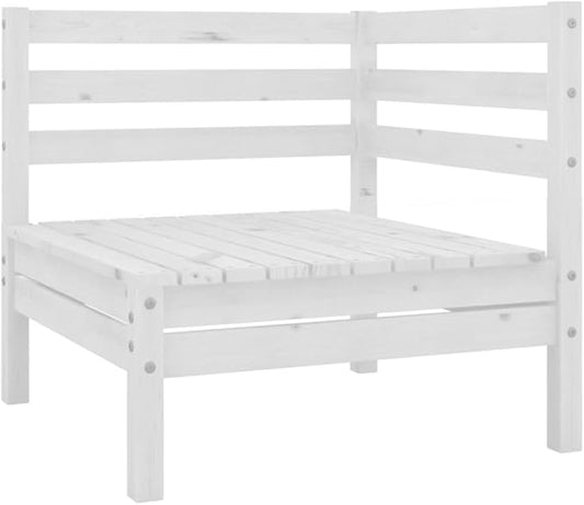 4-Piece Patio Lounge Set Solid Pinewood White Outdoor Furniture Set for Garden Balcony Porch with Modular Sofa and Ottoman