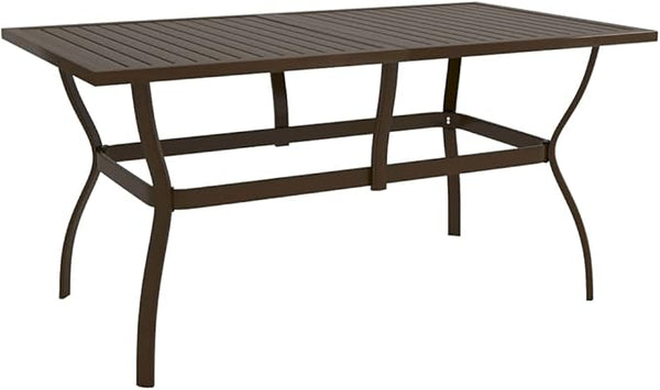Patio Table Brown 55.1"x31.5"x28.3" Steel - Photo 1
