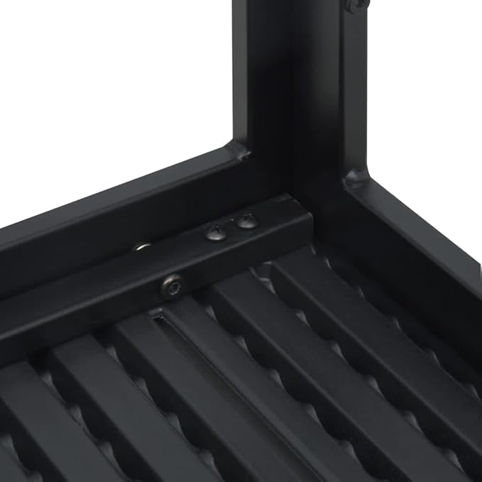 Black HDPE Steel Square Coffee Table, 30.7x30.7x29.1 in, Durable Outdoor Patio Side Table for Garden, Balcony, Living Room Furniture