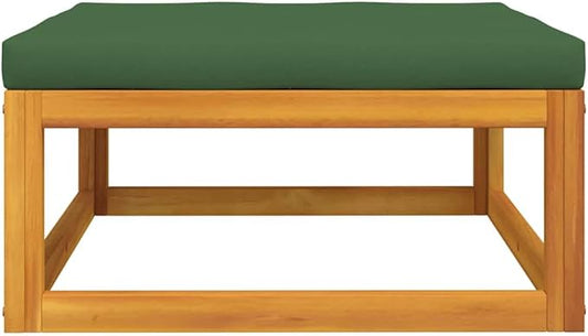 Garden Lounge Set, Green & Brown Solid Acacia Wood Outdoor Sectional Sofa Units with Removable Cushions, Patio Balcony Backyard Seating