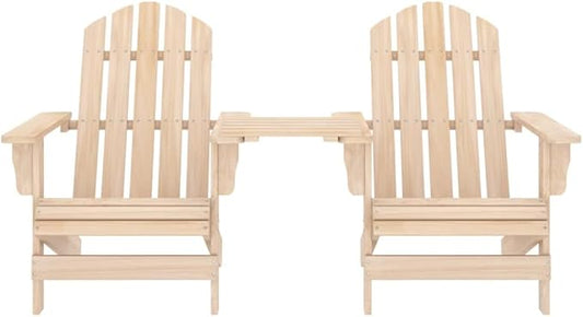 Outdoor Adirondack Chairs with Tea Table Solid Fir Wood Patio Furniture Lounge Chairs Garden Chairs with Comfortable Armrests and Sturdy Design for Outdoor Relaxation