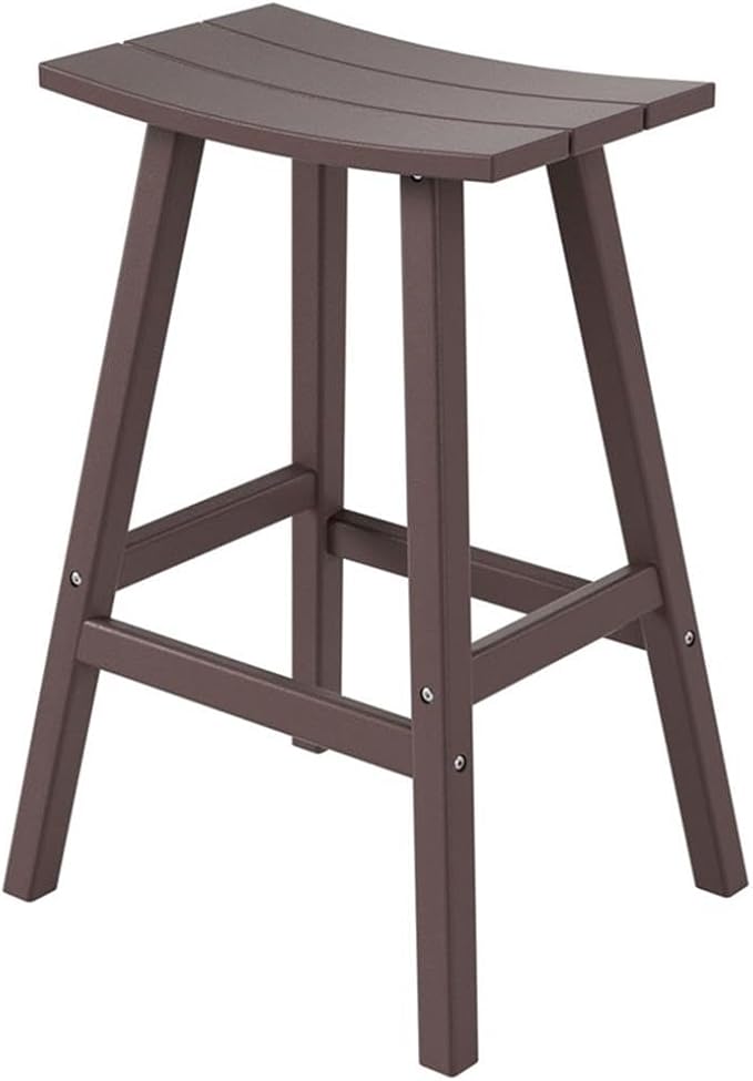Costaelm All-Weather Outdoor Bar Stools, 29" Height Patio Stools & Bar Chairs, Adirondack Poly Patio Bar Stool for Patio, Deck, Kitchen Counter and Garden, Dark Brown