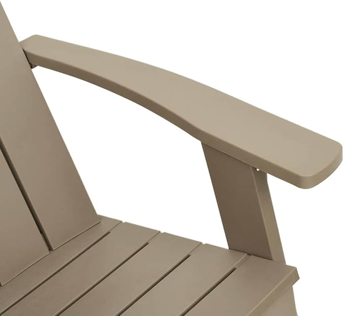 Light Brown Adirondack Chair Foldable Outdoor Furniture with Cup Holder Ergonomic Design Polypropylene Material Water Resistant