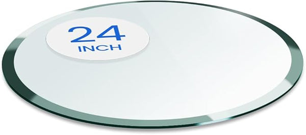 Dulles Glass 24 inch Round Glass Table Top - Tempered - 1/4" Thick Glass Surface, Safe Beveled Edge - Photo 1