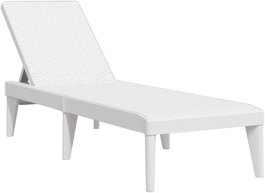 White Polypropylene Sun Lounger 23.6x73.2x11.4in Outdoor Reclining Chaise for Patio Pool Garden Balcony, Lightweight Folding Pool Lounge Chair with Multi-Position Backrest
