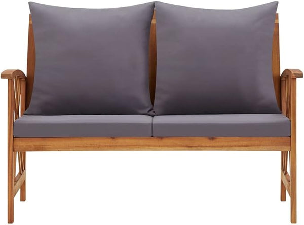 Garden Bench Deck Bench Patio Bench with Cushions 46.9" Solid Acacia Wood - Photo 1