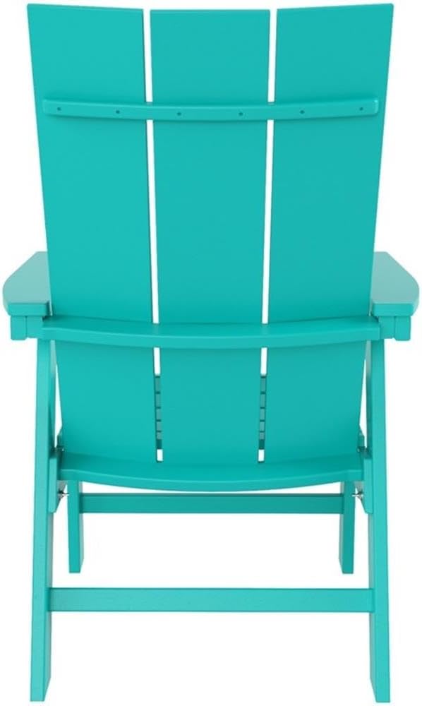 Costaelm Outdoor Adirondack Chair, HDPE Patio Balcony Chairs, Portside Seashell Nautical Curveback Adirondack Chair and Fire Pit Chairs, Turquoise