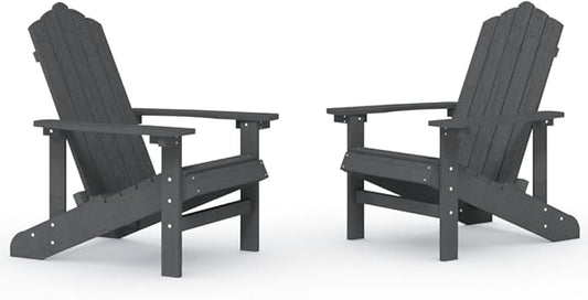 Outdoor Adirondack Chairs 2 Pcs HDPE Anthracite Patio Lounge Furniture with Weather-Resistant Low-Maintenance Design for Garden Terrace