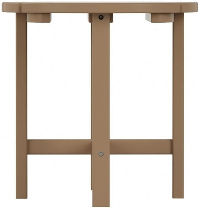 Costaelm Round Outdoor Side Tables, Adirondack Patio Tables for Outside, HDPE Patio End Table Weather Resistant, Balcony Table for Pool, Seaside, Backyard, Porch, Indoor Companion, Weathered Wood