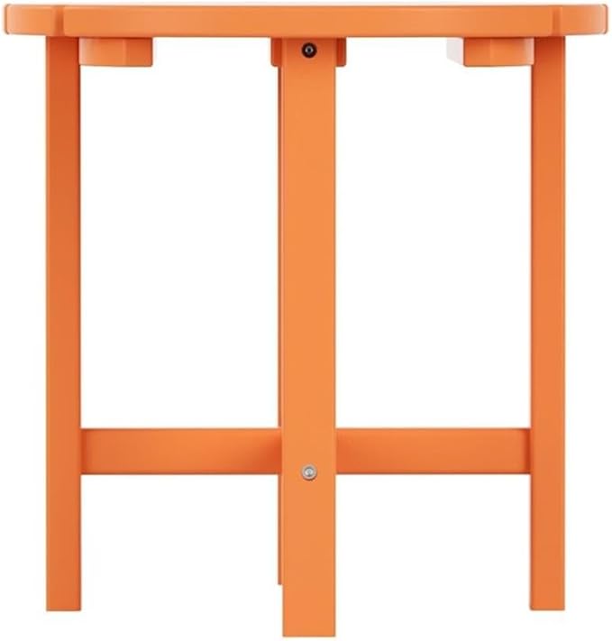 Costaelm Round Outdoor Side Tables, Adirondack Patio Tables for Outside, HDPE Patio End Table Weather Resistant, Balcony Table for Pool, Seaside, Backyard, Porch, Indoor Companion, Orange