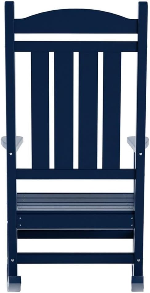Costaelm Oversized Outdoor Rocking Chair, High Back Porch Rocker Chair, HDPE All Weather Resistant Outdoor Seating Furniture Wide Rocker Chair for Patio, Lawn, Garden, Navy Blue
