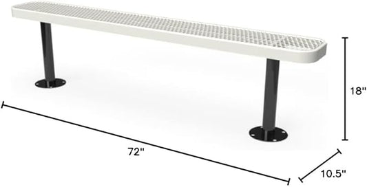COATEDOUTDOORFURNITURE Coated Outdoor Furniture Heavy-Duty Outdoor Bench Thermoplastic Coated, Expanded Metal, Commercial-Grade Seating, Made in America (Surface Without Back, 6 Ft, Grey)