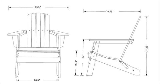Pemberly Row All-Weather Resin Folding Adirondack Chair, 37" H x 29" W x 32" D, White Finish, Scratch and UV Resistant, Durable Patio or Porch Seating for Outdoor or Indoor Use