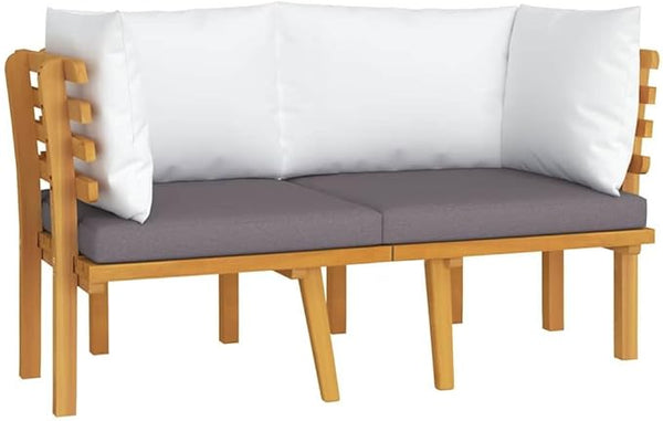 vidaXL Wooden Patio Sofa with Cushions - 2-Seater Solid Acacia Wood Patio Lounge Sofa with Dark Gray and White Cushions - Photo 1