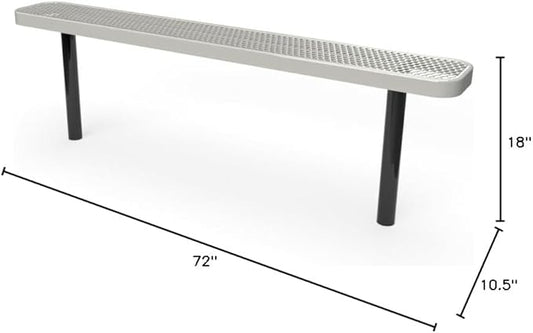 COATEDOUTDOORFURNITURE Coated Outdoor Furniture Heavy-Duty Outdoor Bench Thermoplastic Coated, Expanded Metal, Commercial-Grade Seating, Made in America (Inground Without Back, 6 Ft, Grey)