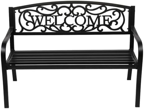 50" Outdoor Garden Bench, Outdoor Park Bench Chair Patio Park Bench, Outdoor Benches Front Porch Outdoor Furniture, Front Porch Bench, Patio Seating Sturdy bench Easy to install 50"L x 24"W x 33.07"H