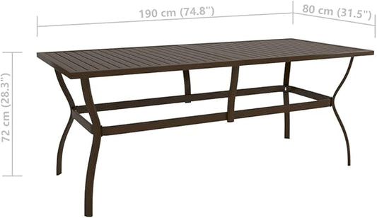 Outdoor Small Table Patio Furniture Outside Table Patio Side Tables Patio Table Brown 74.8"x31.5"x28.3" Steel