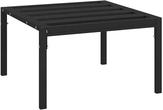 Modern Garden Coffee Table, Small Square Metal Patio Side Table for Balcony, Terrace, or Backyard, Weather-Resistant Powder-Coated Steel Furniture, Black
