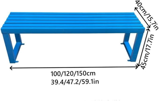 Metal Garden Benches, Backless Locker Room Bench, Multifunctional Long Bench with Steel Frame, 2-Person Outdoor Bench for Park, Porch, Patio, Entryway(White,120cm/47.2in)