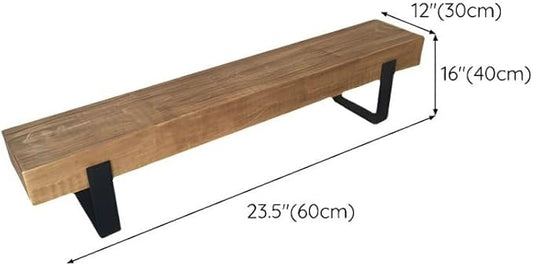 CraftThink Wooden Dining Bench, Wood Bench Indoor Backless with Metal Legs Rustic Patio Garden Deck Seating Chair for Indoor &Outdoor Furniture, 24" L x 12" W x 16" H
