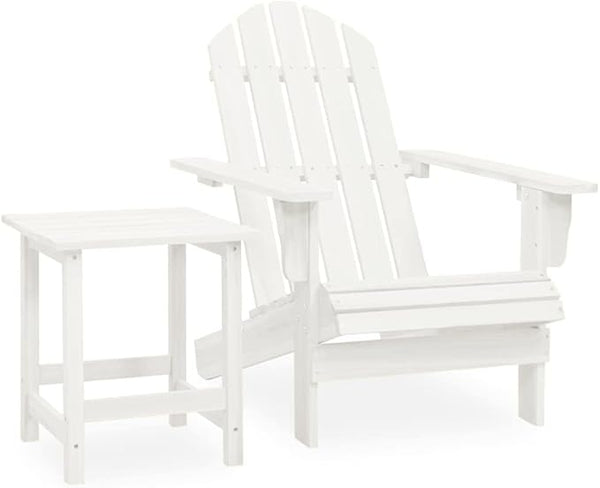 Patio Adirondack Chair with Table Solid Fir Wood White Garden Furniture - Photo 1
